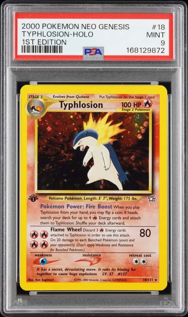 2000 POKEMON NEO GENESIS 1ST EDITION #18 TYPHLOSION-HOLO PSA 9