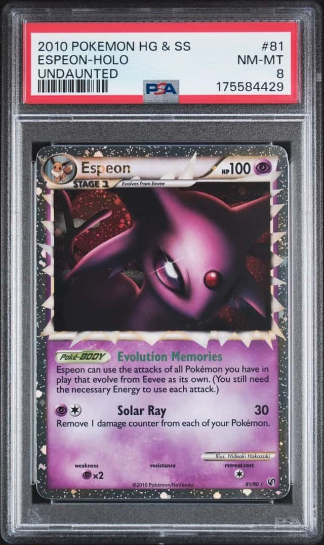 2010 POKEMON HEARTGOLD & SOULSILVER UNDAUNTED #81 ESPEON-HOLO PSA 8