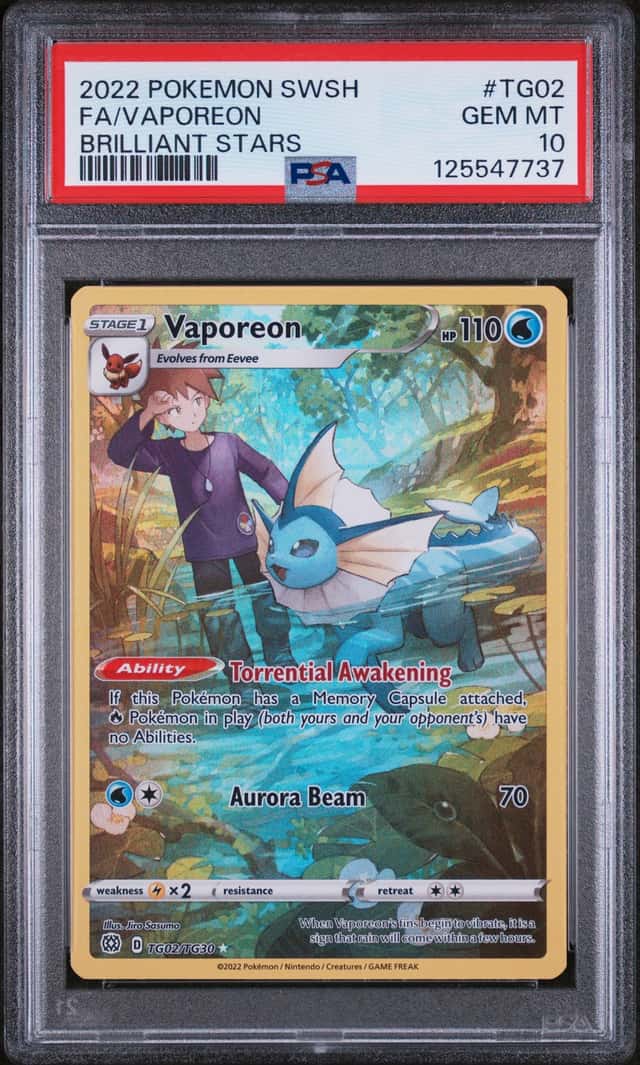 2022 Pokemon SWSH Brilliant Stars Trainer Gallery Vaporeon TG02/TG30 PSA 10
