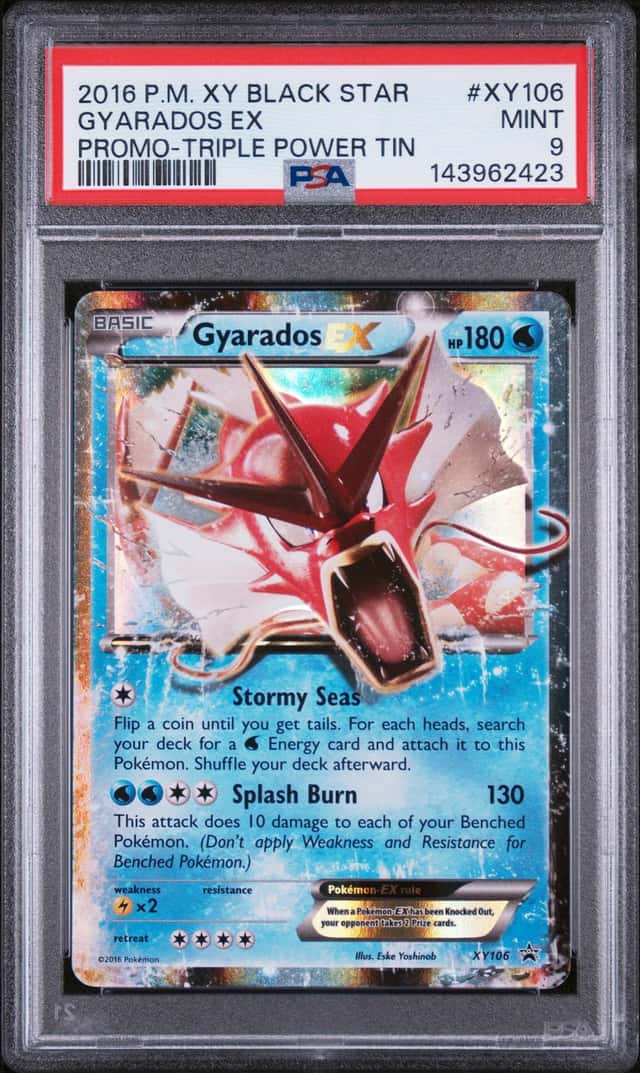 2016 POKEMON XY BLACK STAR PROMO TRIPLE POWER TIN #XY106 GYARADOS EX PSA 9