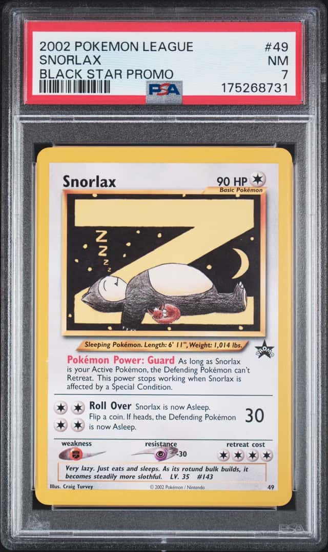 2002 POKEMON LEAGUE PROMO BLACK STAR #49 SNORLAX PSA 7 NM RARE