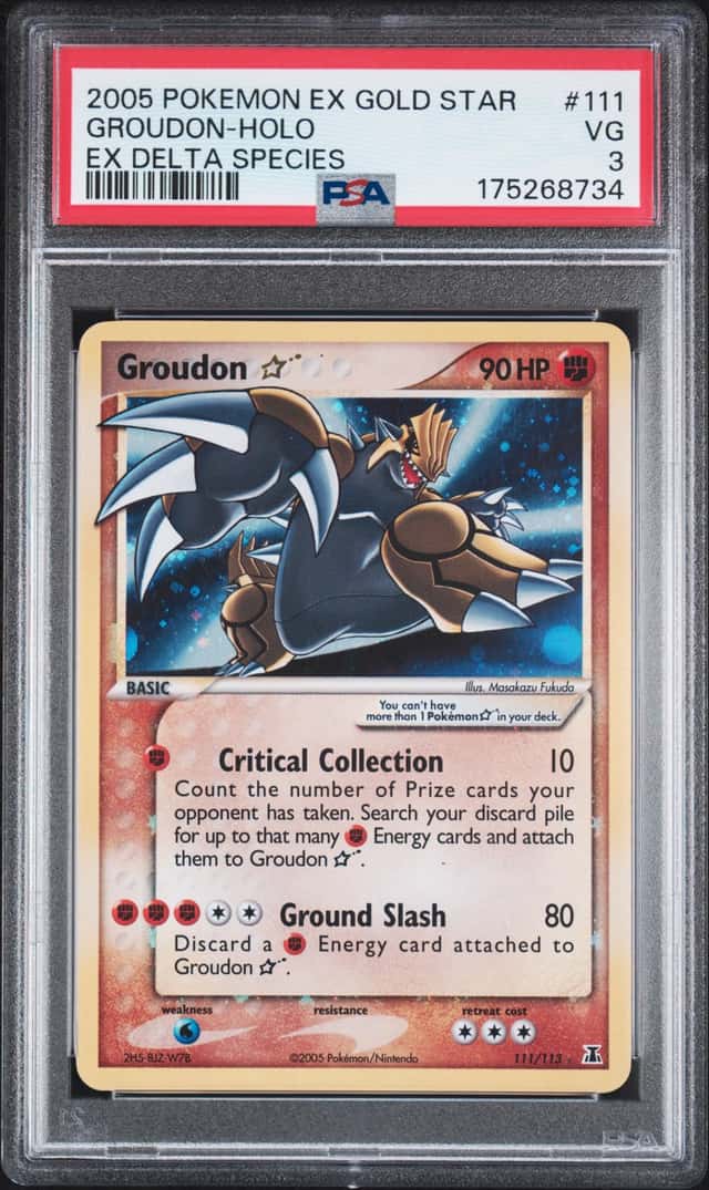 2005 Groudon Holo Gold Star #111 EX Delta Species Pokemon PSA 3 VG