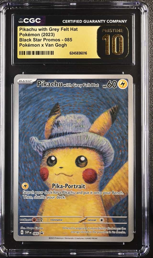 2023 Pokemon X Van Gogh Pikachu With Grey Felt Hat Black Star #085 CGC 10