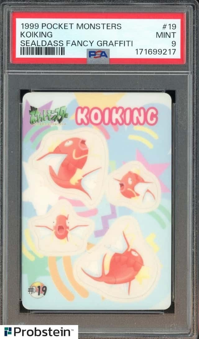 1999 Pokemon Pocket Monsters Sealdass Fancy Graffiti #19 Koiking PSA 9 MINT