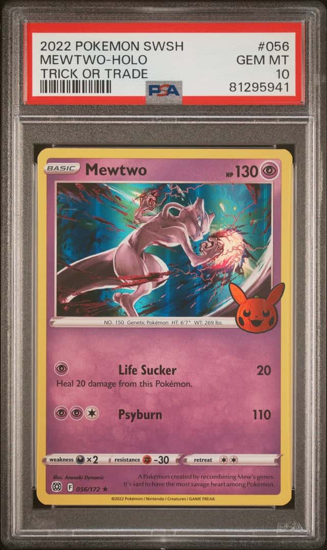 MEWTWO HOLO 2022 POKEMON SWSH TRICK OR TRADE #056 HALLOWEEN PSA 10 GEM MINT