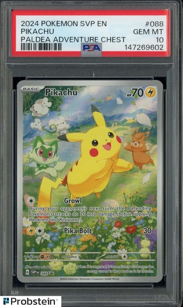 2024 POKEMON SVP EN BLACK STAR PROMO #088 PIKACHU PALDEA ADVENTURE CHEST PSA 10