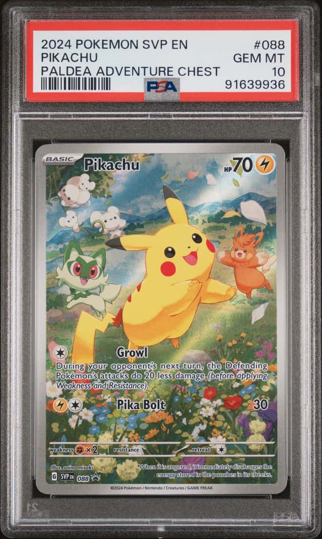 PIKACHU 2024 POKEMON PALDEA ADVENTURE CHEST #088 BSP HOLO PSA 10 Q3963-7