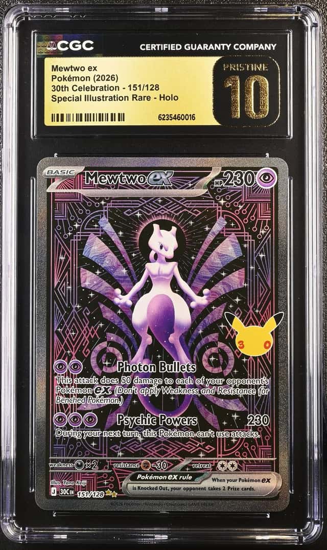 2026 Pokemon 30th Celeb Mewtwo ex Special Illustration Rare #151/128 CGC 10