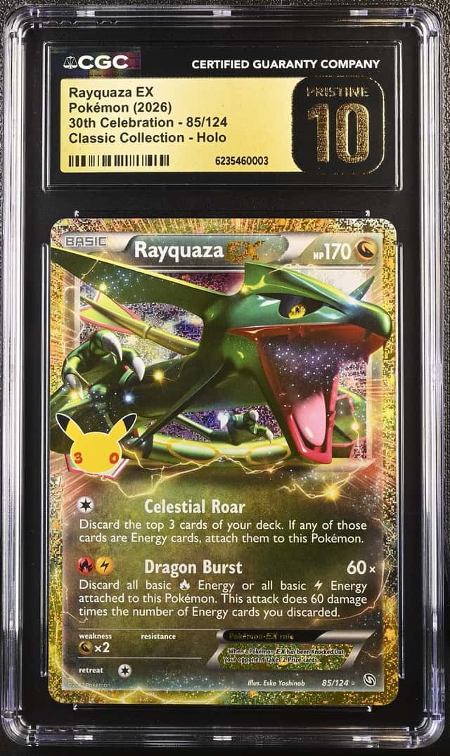 2026 Pokemon 30th Celeb Rayquaza-EX Classic [Dragons Exalted] #85/124 CGC 10