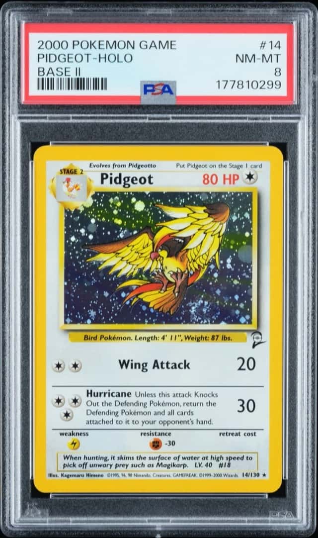 2000 Pokemon Pidgeot 014/130 Base Set 2 Holo PSA 8