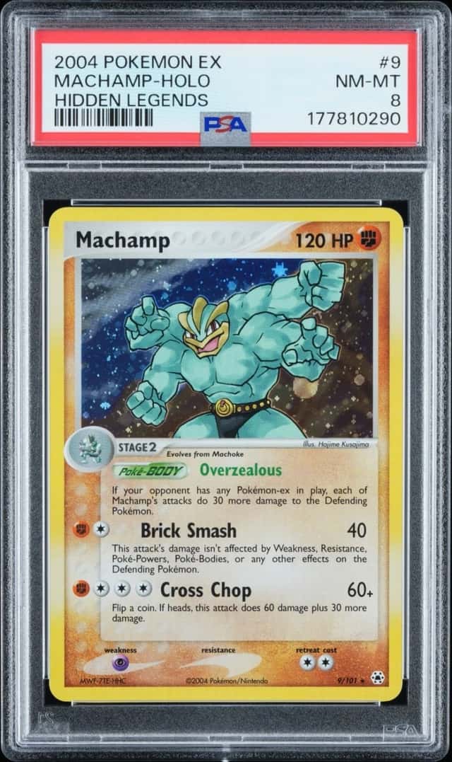 2004 Pokemon EX Machamp 9/101 EX Hidden Legends Holo PSA 8