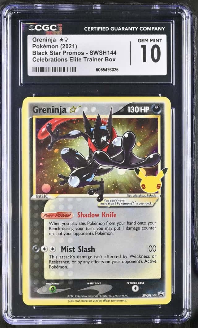 2021 POKEMON CELEBRATIONS ETB #SWSH144 GRENINJA GOLD STAR PROMO CGC 10