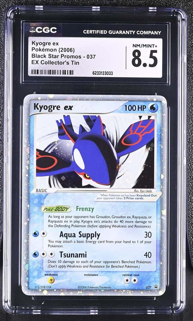 Pokemon Kyogre EX Black Star Promos 037 Collector's Tin CGC 8.5