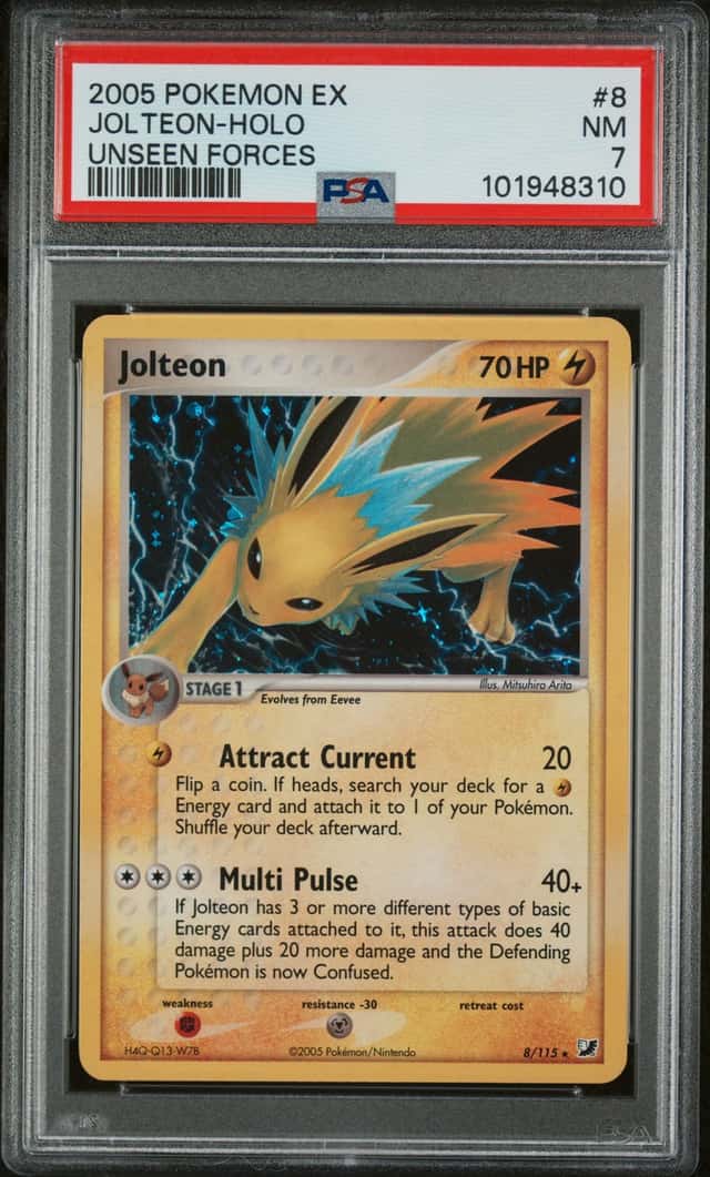 Pokemon 2005 Ex Unseen Forces Jolteon #8  PSA 7
