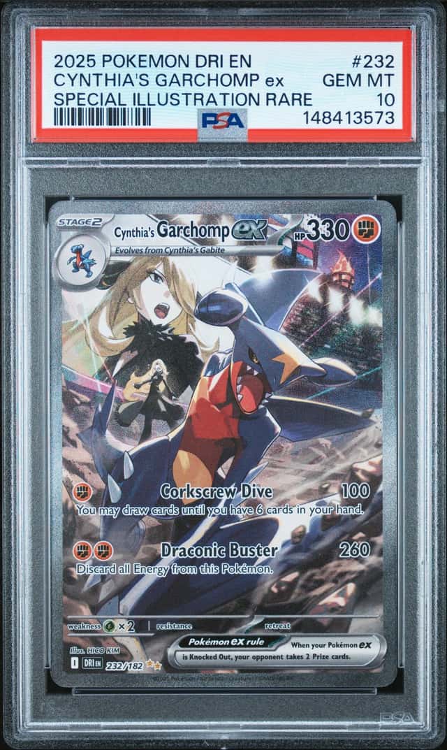 CYNTHIAS GARCHOMP EX 2025 POKEMON DESTINED RIVALS 232/182 SIR PSA 10 Q3963-7