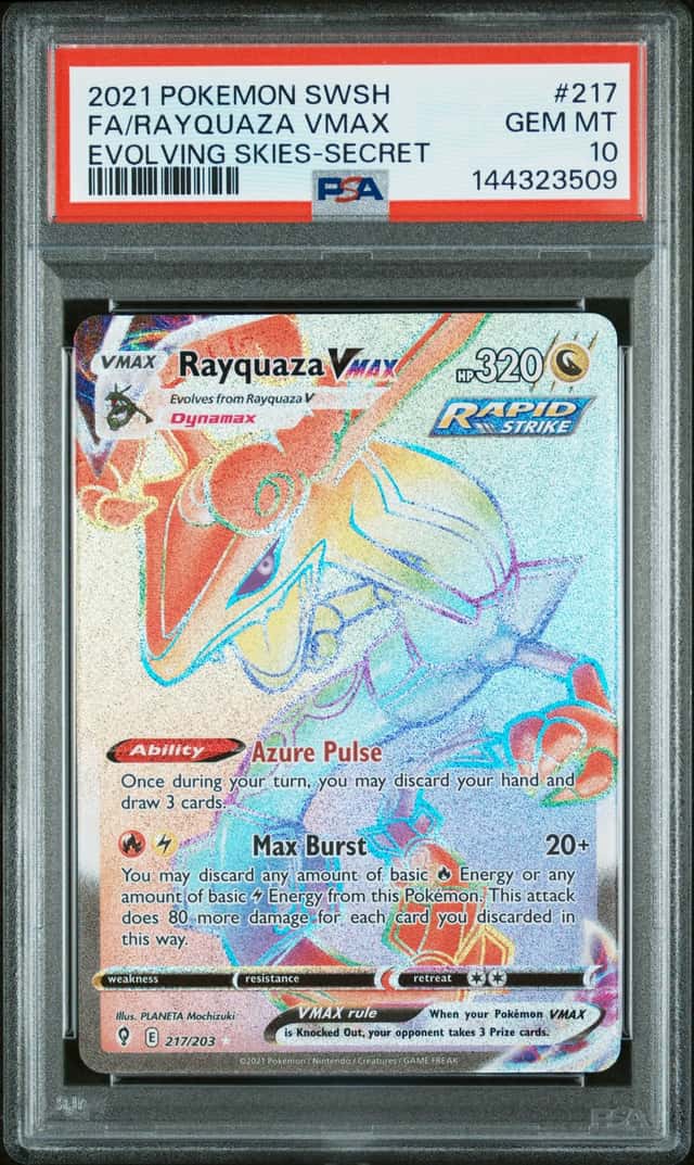 RAYQUAZA VMAX 2021 POKEMON EVOLVING SKIES 217/203 FULL ART PSA 10 Q3963-7