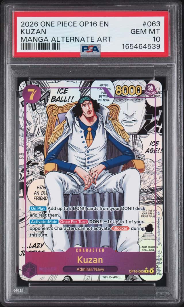 One Piece 2026 Kuzan OP16-063 Manga Alt Art The Time Of Battle GEM MINT PSA 10