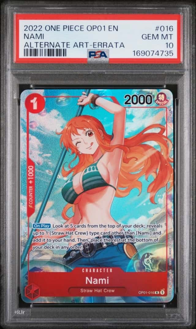 2022 ONE PIECE OP01-ROMANCE DAWN ALTERNATE ART-ERRATA #016 NAMI PSA 10