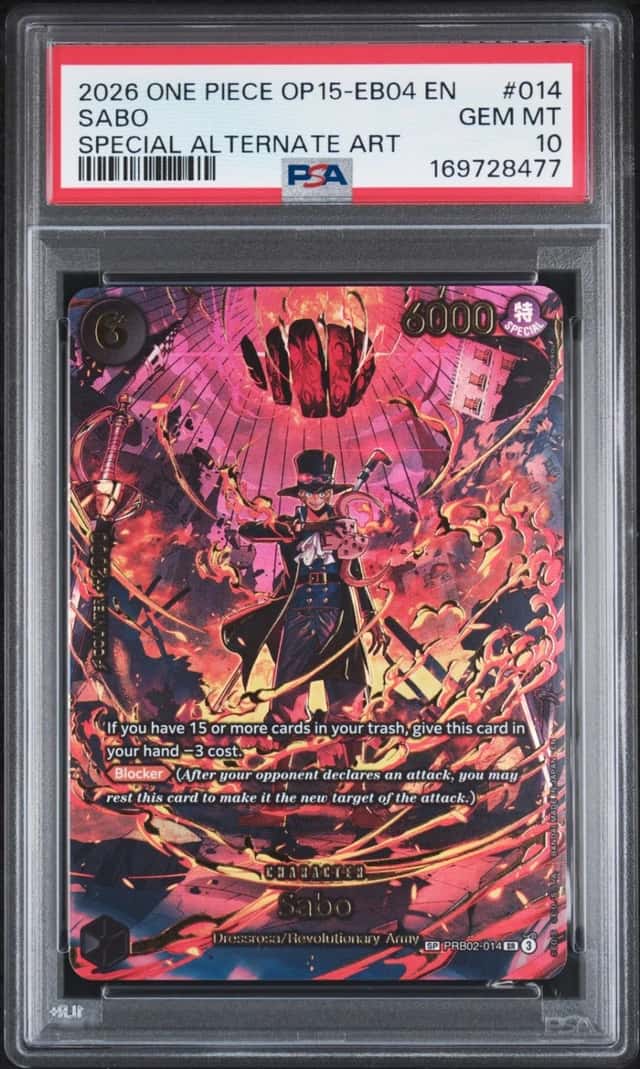 2026 ONE PIECE OP15-EB04-ADVENTURE ON KAMI'S ISLAND #014 SABO PSA 10