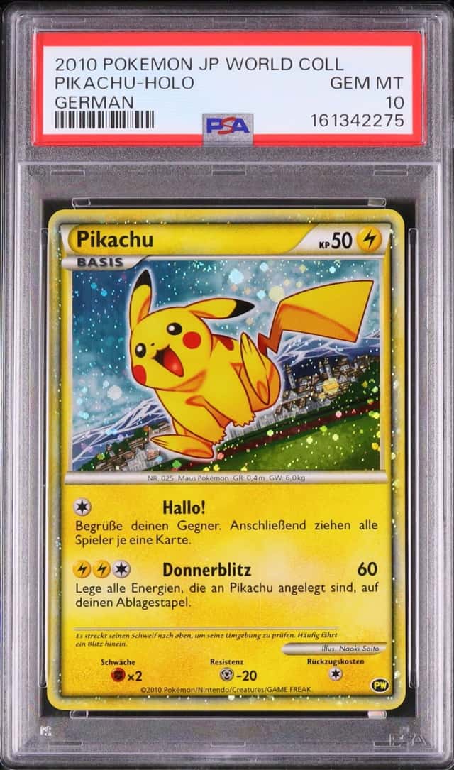 2010 Pokemon German Pikachu Promo Holo Pikachu World Collection PSA 10