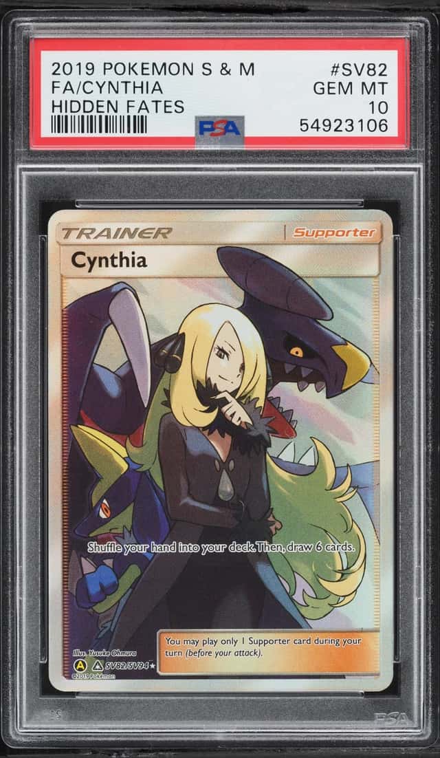 2019 Pokemon Sun & Moon Hidden Fates Shiny Vault Full Art Cynthia #SV82 PSA 10 GEM MINT