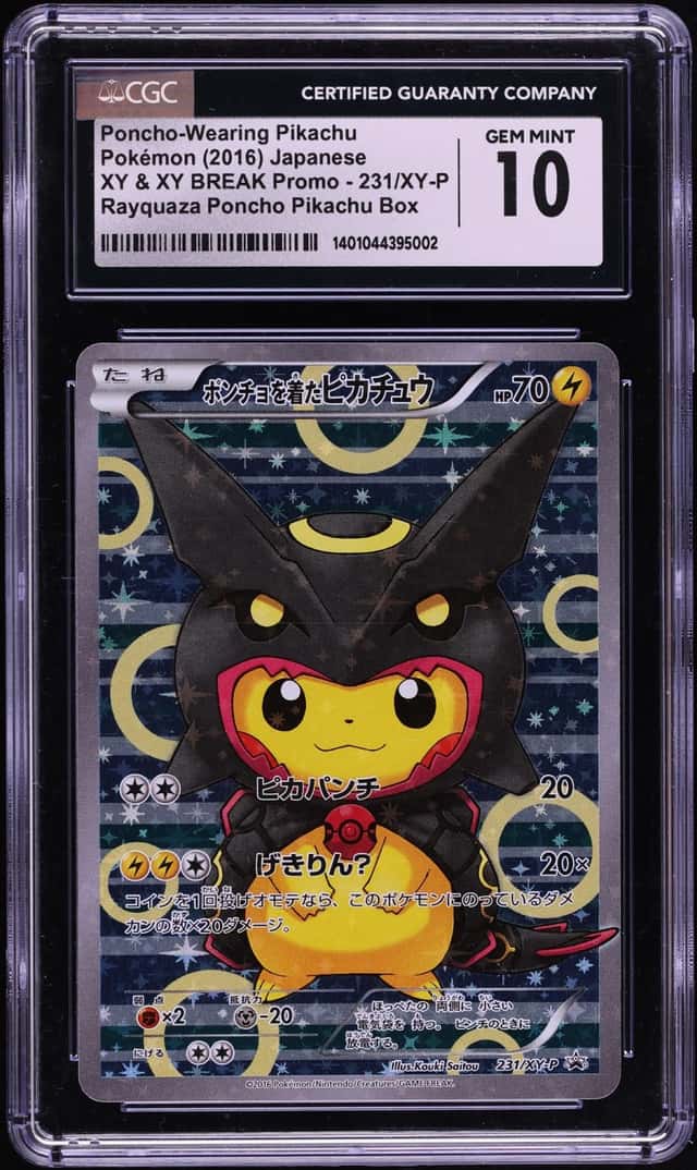 2016 Pokemon Japanese XY Promo Full Art Rayquaza Poncho Wearing Pikachu #231 CGC 10 GEM MINT