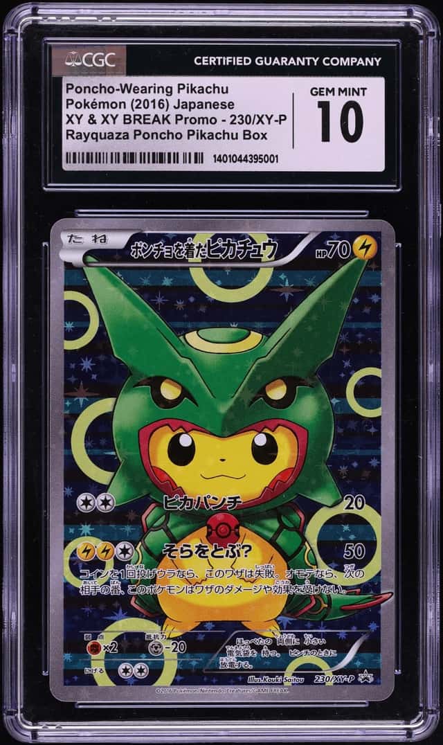 2016 Pokemon Japanese XY Promo Full Art Rayquaza Poncho Wearing Pikachu #230 CGC 10 GEM MINT