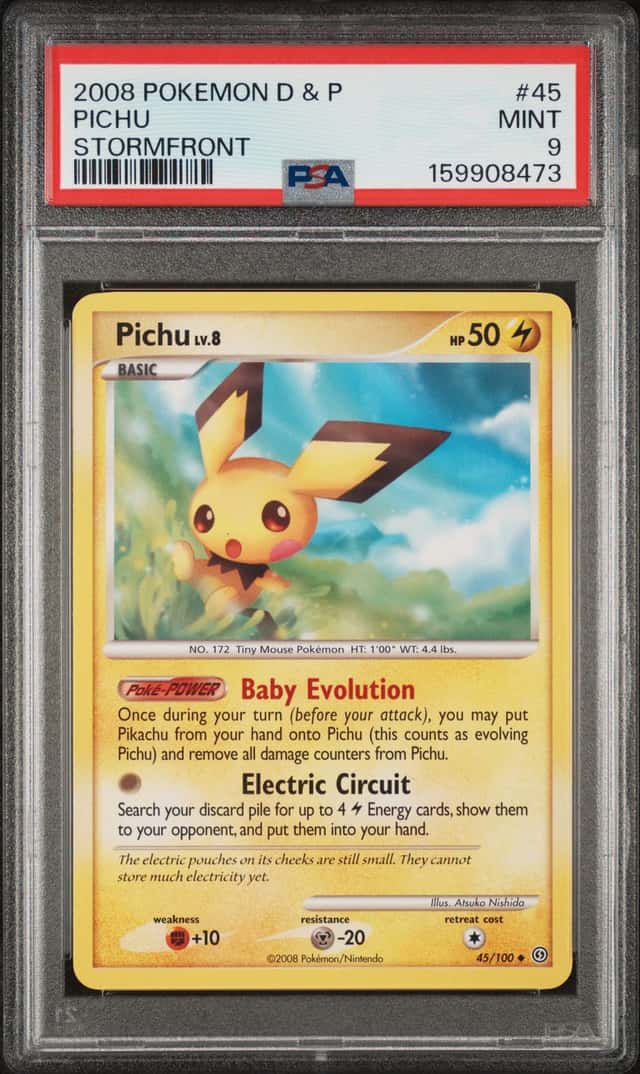 2008 POKEMON DIAMOND & PEARL STORMFRONT #45 PICHU PSA 9