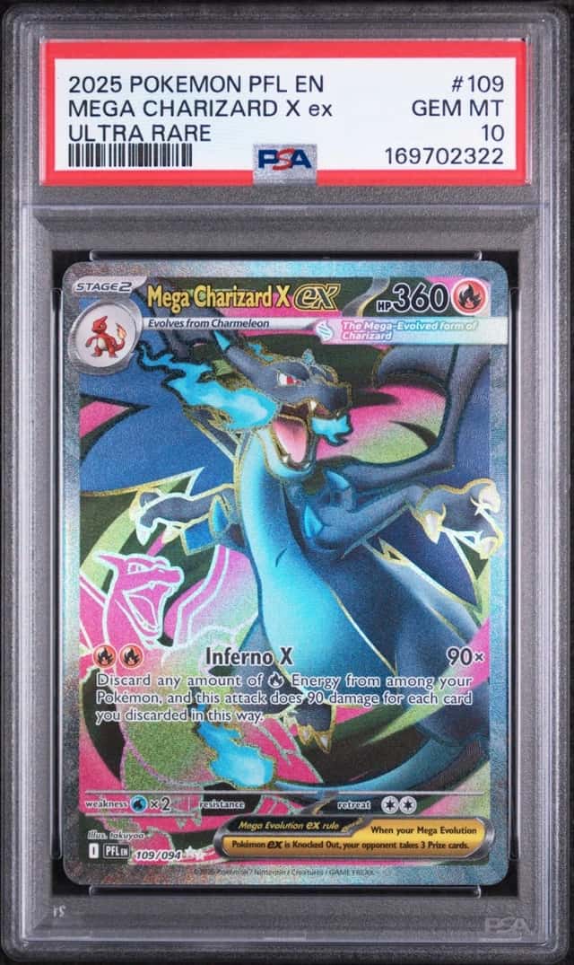 2025 POKEMON PFL EN-PHANTASMAL FLAMES ULTRA RARE #109 MEGA CHARIZARD X EX PSA 10