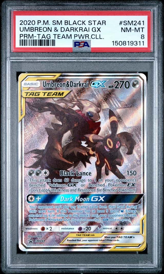 Pokemon SM Black Star Promos Umbreon & Darkrai Tag Team #SM241 PSA 8