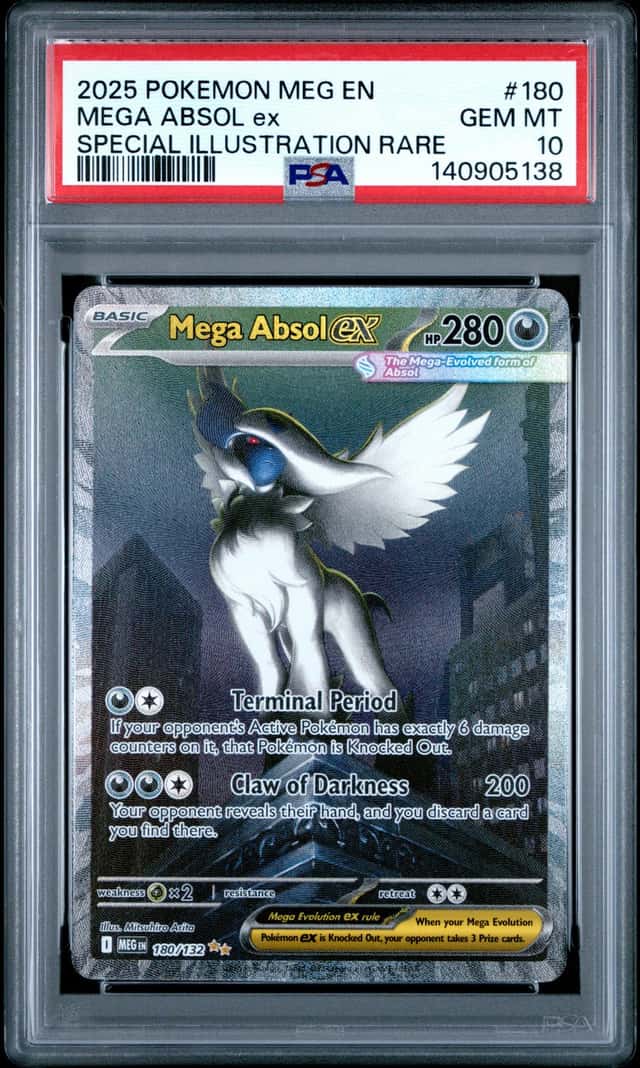 2025 POKEMON MEGA EVOLUTION SPECIAL ILLUSTRATION RARE #180 MEGA ABSOL EX PSA 10