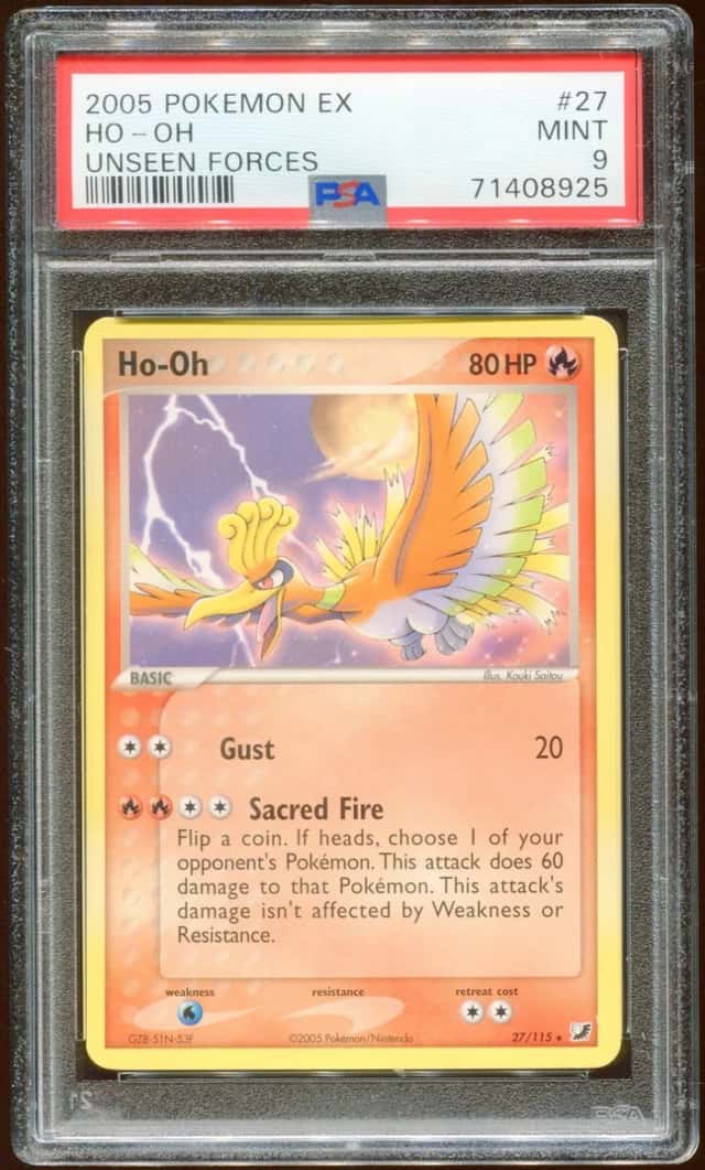2005 POKEMON EX UNSEEN FORCES HO-OH #27/115 RARE NON-HOLO PSA 9 E10