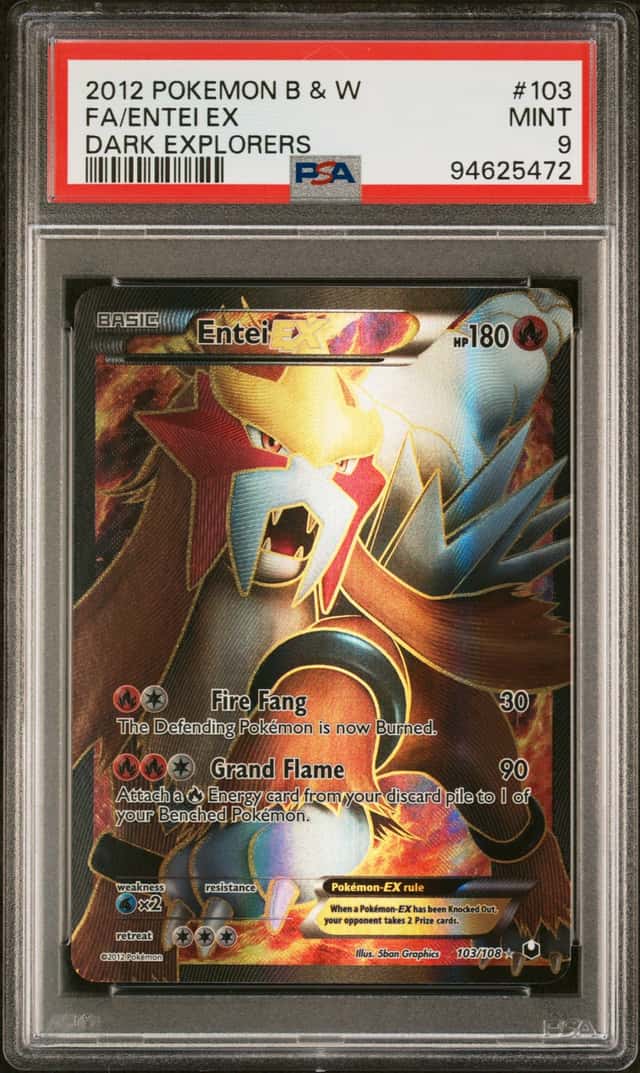 2012 POKEMON BLACK & WHITE DARK EXPLORERS #103 FULL ART/ENTEI EX PSA 9