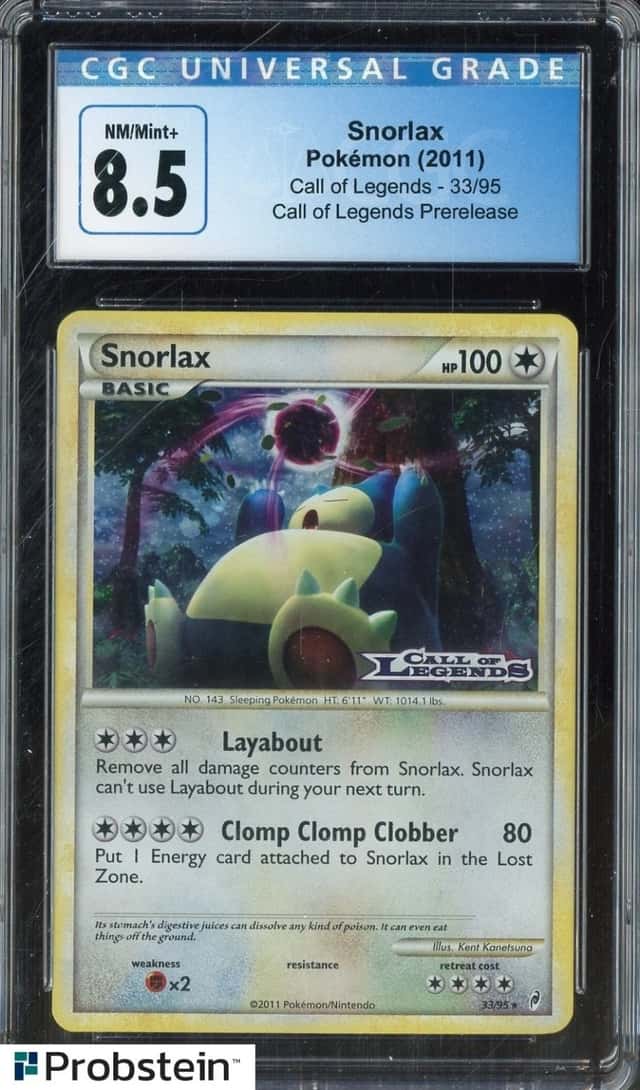 2011 Pokemon Call of Legends Pre-Release Promo #33 Snorlax CGC 8.5 NM-MT+