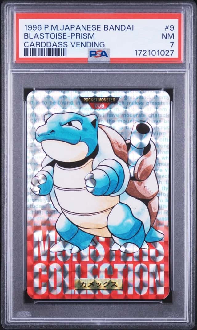 1996 POKEMON JAPANESE BANDAI CARDDASS VENDING #9 BLASTOISE-PRISM PSA 7