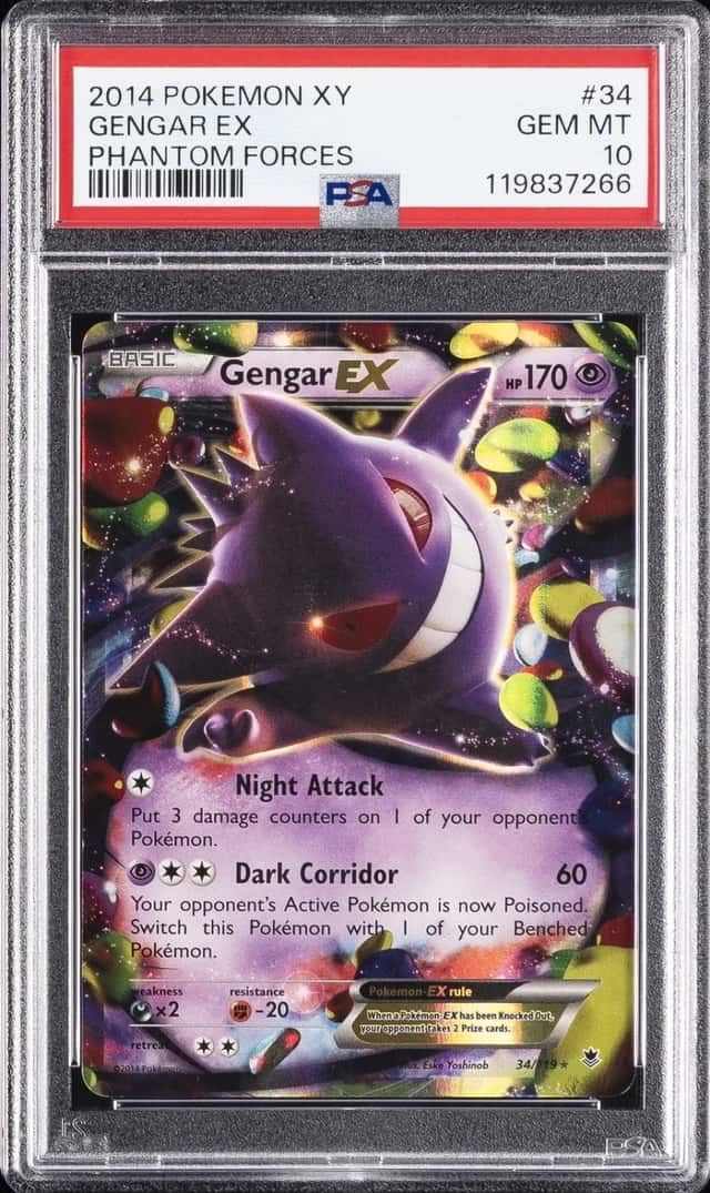 2014 POKEMON XY PHANTOM FORCES #34 GENGAR EX PSA 10