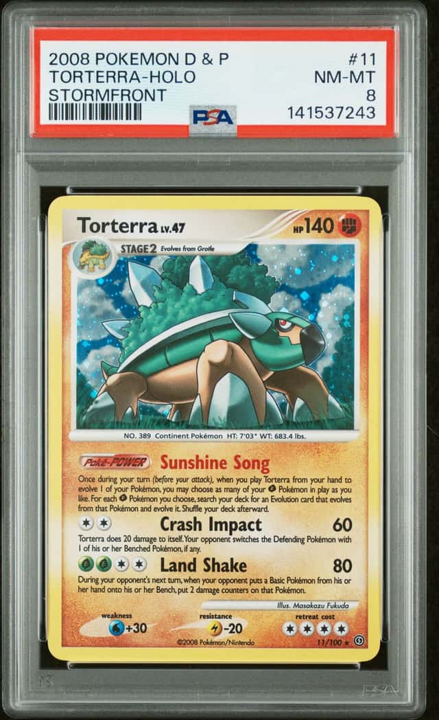 2008 POKEMON DIAMOND & PEARL STORMFRONT #11 TORTERRA-HOLO PSA 8
