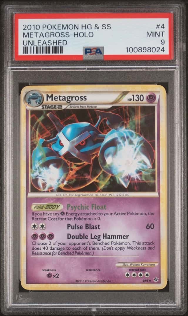 2010 POKEMON HEARTGOLD & SOULSILVER UNLEASHED #4 METAGROSS-HOLO PSA 9