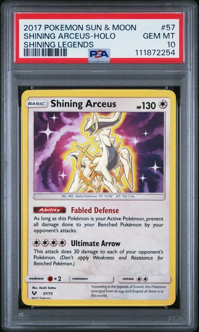2017 POKEMON SUN & MOON SHINING LEGENDS #57 SHINING ARCEUS-HOLO PSA 10