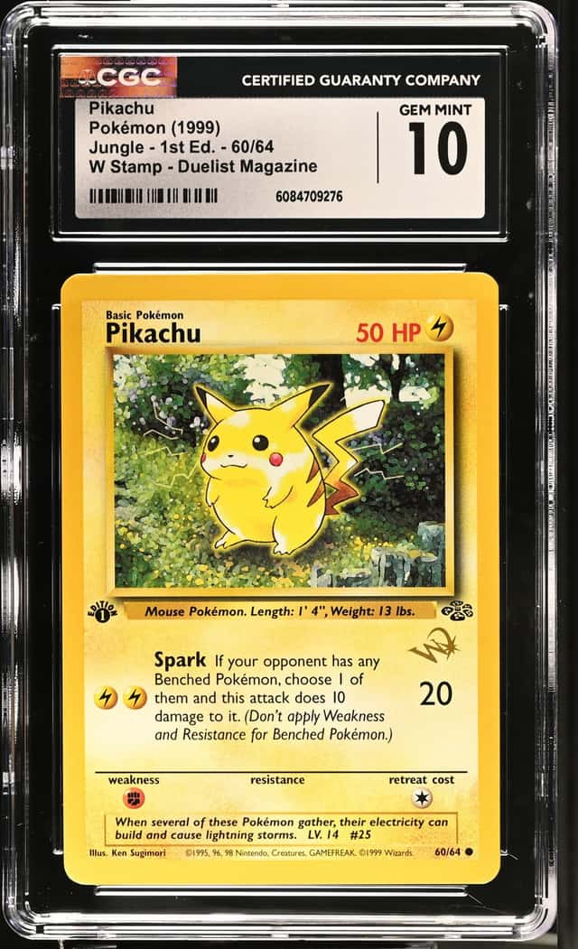 1999 Pokémon Pikachu W Stamp Jungle Duelist Magazine - 1st Ed 60/64 CGC 9.5