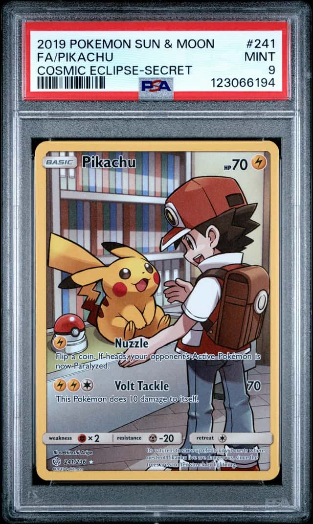 Pokemon PSA 9 Pikachu Secret Rare 2019 241/236 Cosmic Eclipse English