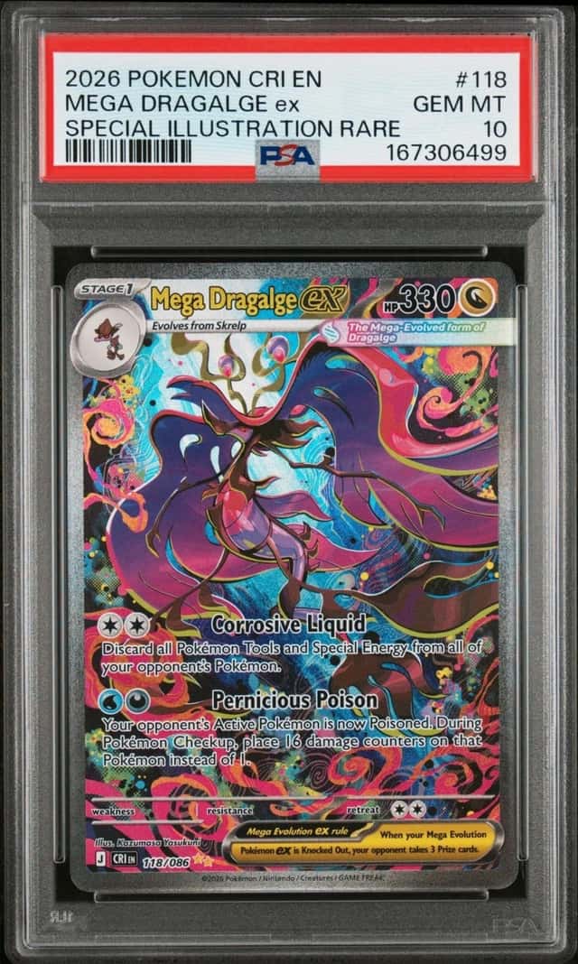 2026 POKEMON CRI EN SPECIAL ILLUSTRATION RARE #118 MEGA DRAGALGE EX PSA 10