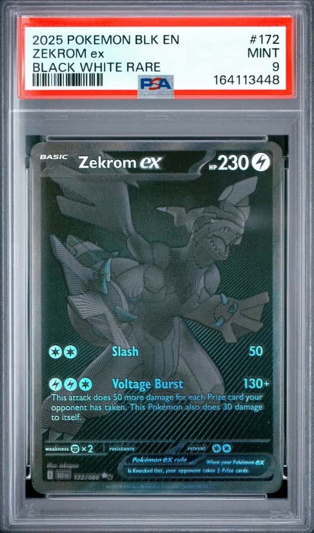 2025 POKEMON BLK EN-BLACK BOLT BLACK WHITE RARE #172 ZEKROM EX PSA 9