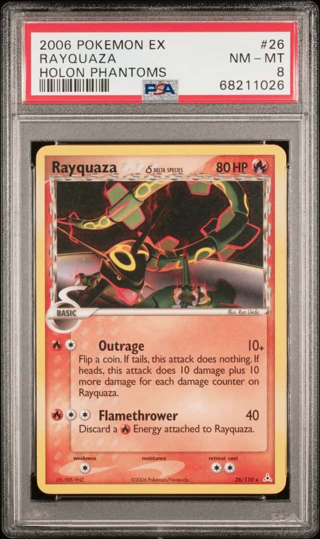 2006 Pokemon EX Holon Phantoms Rayquaza Delta Species #26/110 PSA 8