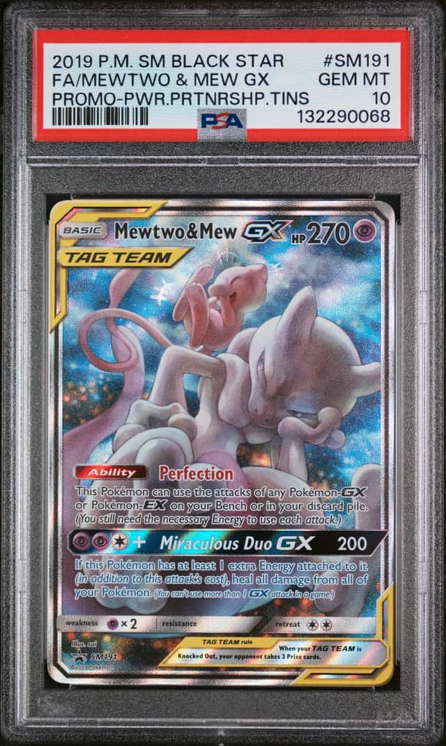 Mewtwo & Mew GX Pokemon Sun Moon Black Star Promos #SM191 GEM MT 10 GF