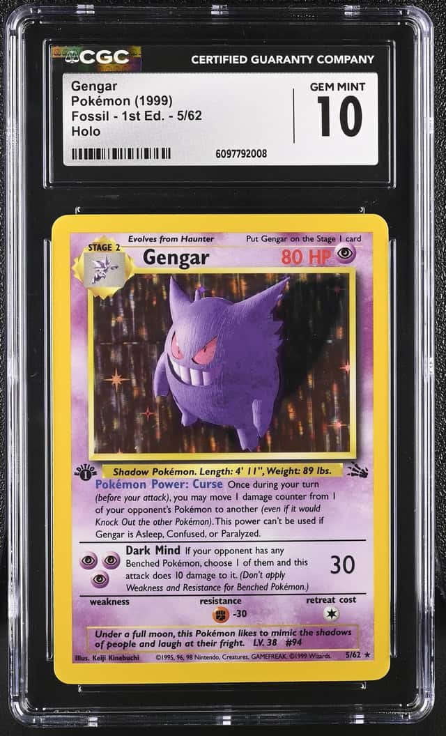 1999 Pokemon Fossil 1st Edition Gengar #5/62 CGC 10 GEM MINT