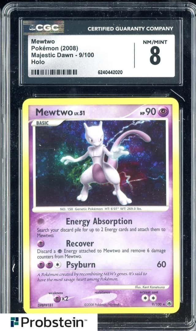 2008 Pokemon Majestic Dawn #9 Mewtwo Holo CGC 8 NM-MT