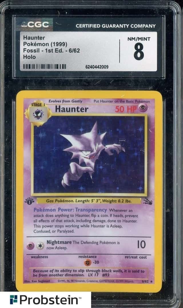 1999 Pokemon Fossil 1st Edition #6 Haunter HolO CGC 8 NM-MT
