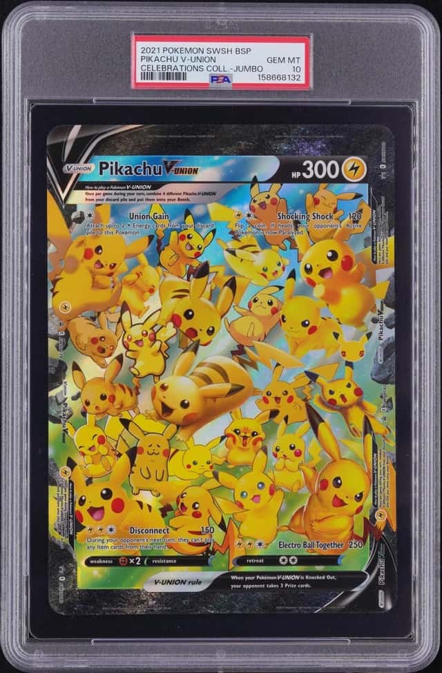 2021 POKEMON SWSH CELEBRATIONS COLLECTION-JUMBO PIKACHU V-UNION PSA 10
