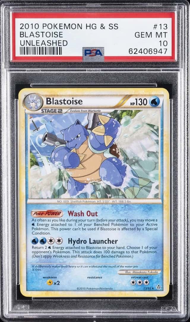 2010 POKEMON HEARTGOLD & SOULSILVER UNLEASHED #13 BLASTOISE PSA 10